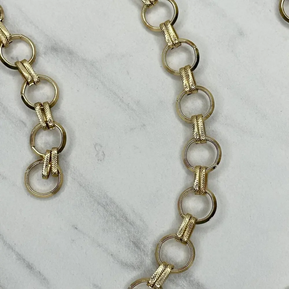 Gold Tone Open Hoop Metal Chain Link Belt Decorative O Ring One Size ✨